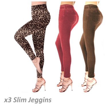 Slim Jeggins Summer Leopardo Pack 3 Leggins - Teletienda - La Teletienda en casa