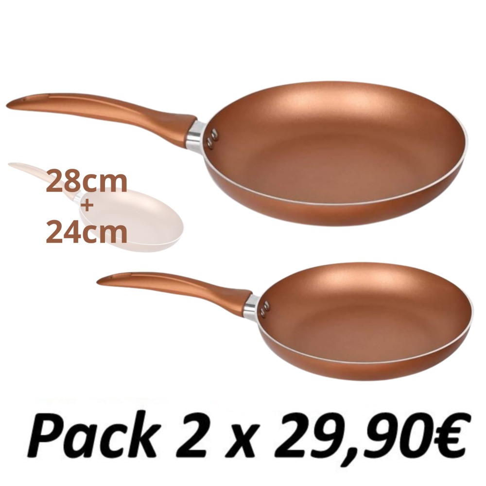 Pack 2 Sartenes Cobre 24cm+28cm Titanium Copper - Teletienda - La Teletienda en casa