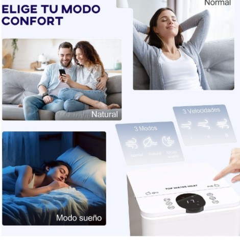 Climatizador 3 en 1 Depósito 3,8L con Ventilador Humidificador y Enfriador 3 Velocidades Temporizador y Mando a Distancia - T...