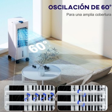 Climatizador 3 en 1 Depósito 3,8L con Ventilador Humidificador y Enfriador 3 Velocidades Temporizador y Mando a Distancia - T...