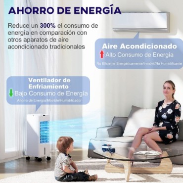 Climatizador 3 en 1 Depósito 3,8L con Ventilador Humidificador y Enfriador 3 Velocidades Temporizador y Mando a Distancia - T...