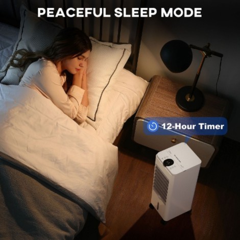 Climatizador 3 en 1 Depósito 3,8L con Ventilador Humidificador y Enfriador 3 Velocidades Temporizador y Mando a Distancia - T...