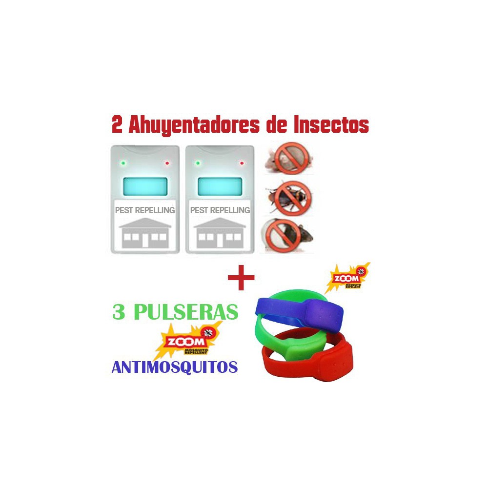 2 Ahuyentadores Insectos + 3 Pulseras Antimosquitos - Teletienda - La Teletienda en casa
